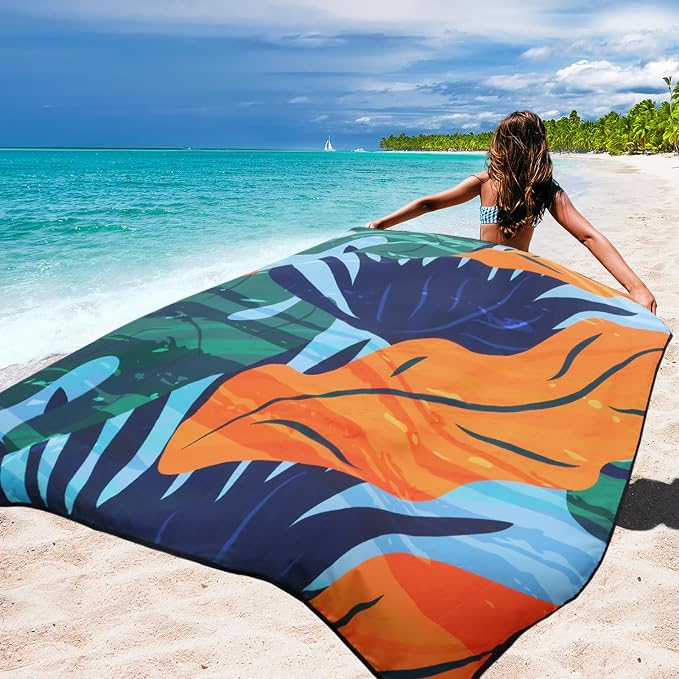 HIHOHO Beach Blanket Waterproof Sandproof Extra Large Beach Mat 79" X - Image 5