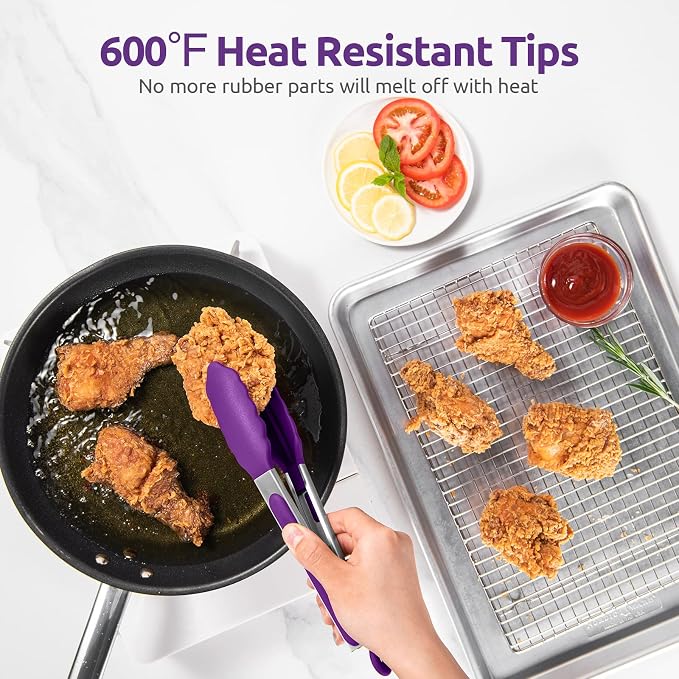 600ºF Heat Resistant Kitchen Tongs: U-Taste 9 inch Silicone Cooking Tong - Image 3