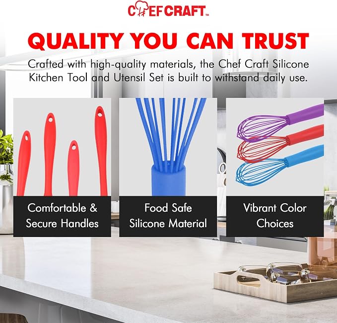 Chef Craft Premium Silicone Wire Cooking Whisk, 10.5 inch - Image 6