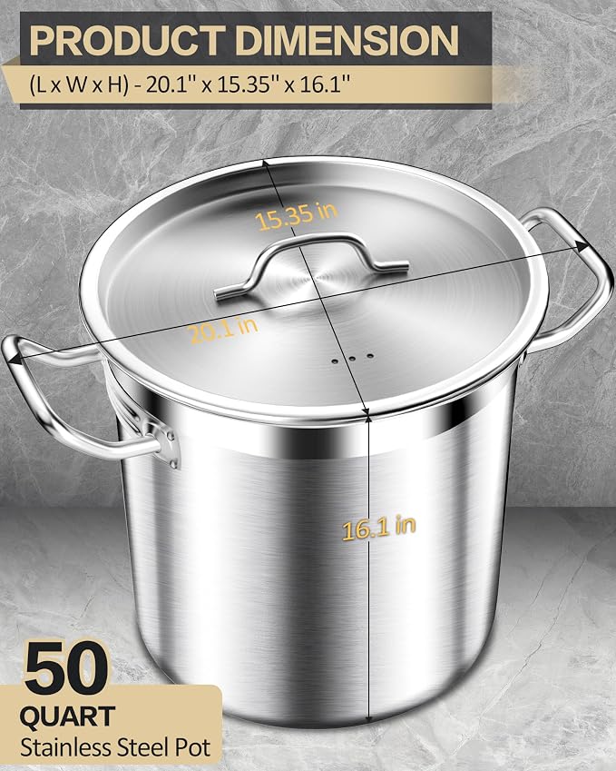 STOCKPOT 50 Quart Stainless Steel Stock Pot - Image 6