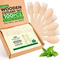 Disposable Wooden Utensils Set, Compostable Utensils, Disposable Cutlery by FEHHTOEco-friendlyLiving
