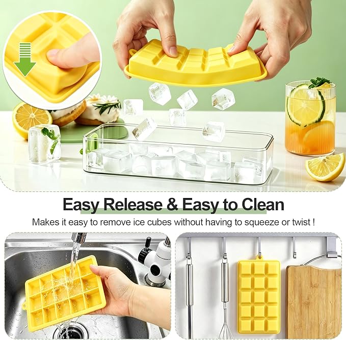 Silicone Ice Cube Trays with Lid, 4 Pack Easy Release Ice Cube Molds - Image 5