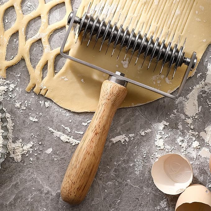 Stainless Steel Dough Lattice Top Cookie Pie Pizza Bread Pastry Crust Roller - Image 7