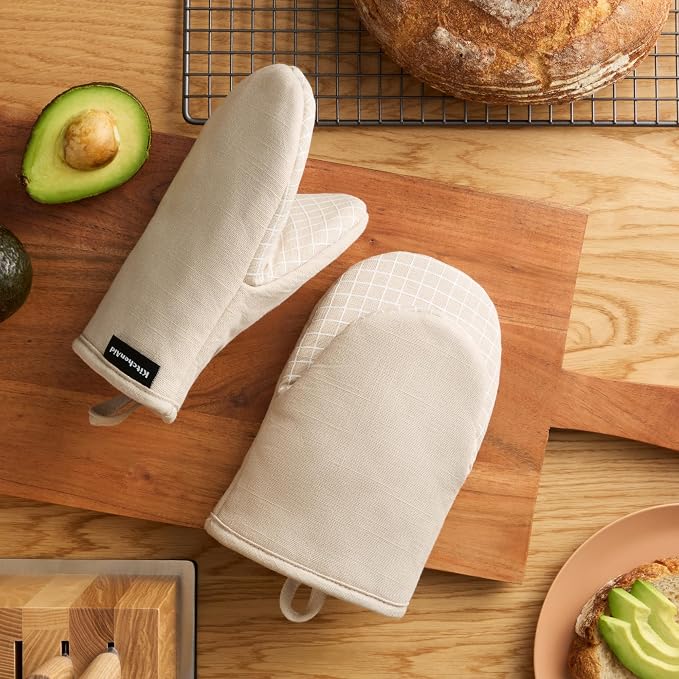 KITCHENAID Gourmet Series Gridlines Mini Oven Mitts 2-Pack Set, Heat Resistant - Image 2