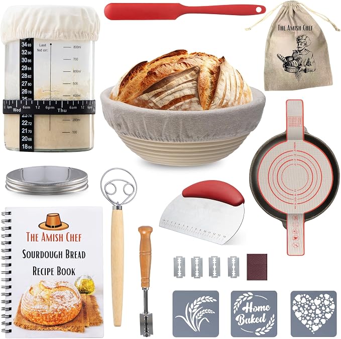 Complete Sourdough Bread Starter Kit, Glass Sourdough Starter Jar Kit & Tons of by TheAmishChef