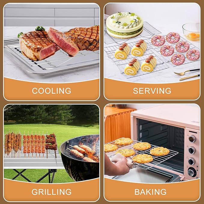 Cooling Rack for Baking 3 Tiers, Stainless Steel Baking Cooking Cooling Racks - Image 6