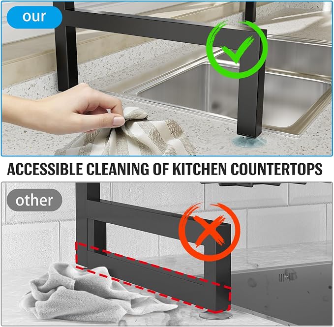 SNSLXH 4 Baskets 2-Tier Over The Sink Dish Drying Rack, 26.57"-35", Large Sink - Image 4