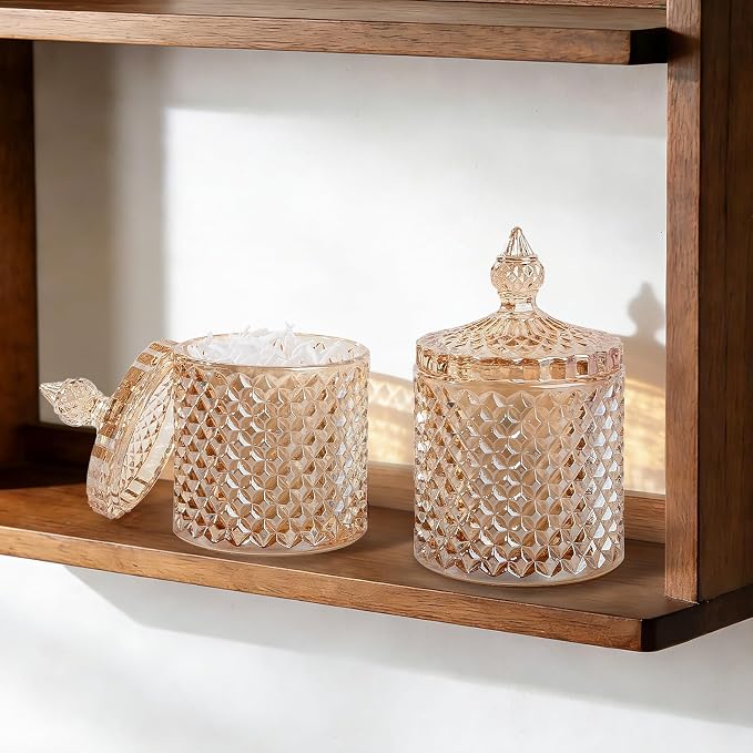 2 Pack Qtip Holder Thick Glass Apothecary Jars - Image 5