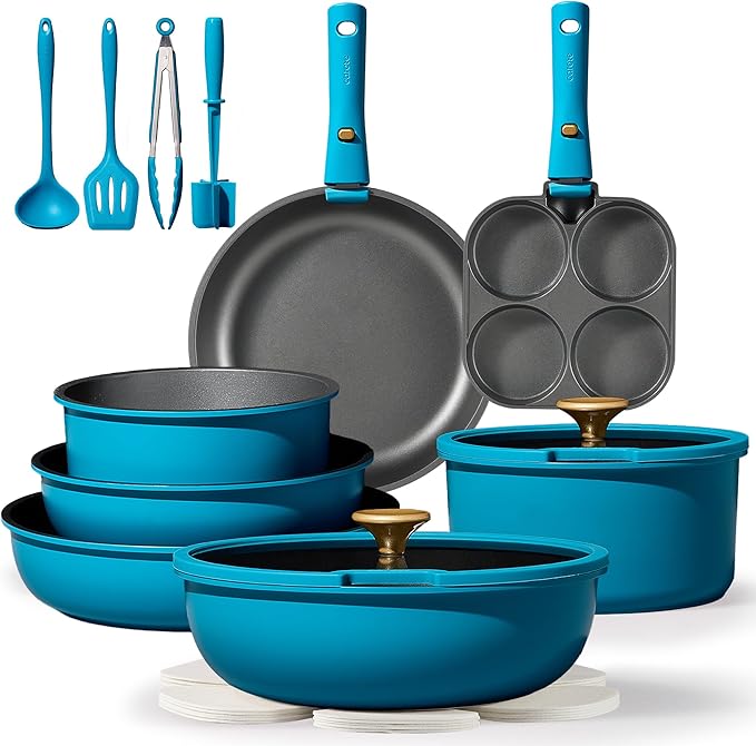 CAROTE 21pcs Pots and Pans Set, Nonstick Cookware Set Detachable Handle by CAROTE