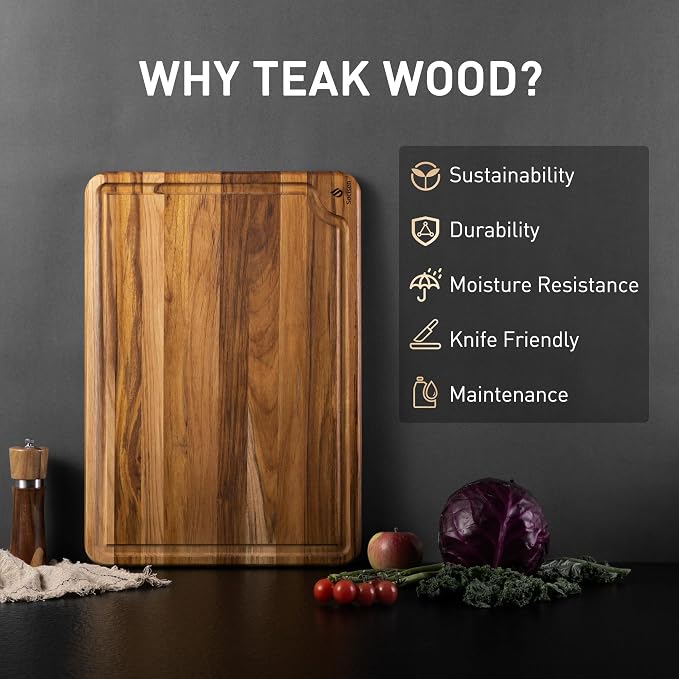 Extra Large Teak Wood Cutting Board 20inch - Image 3