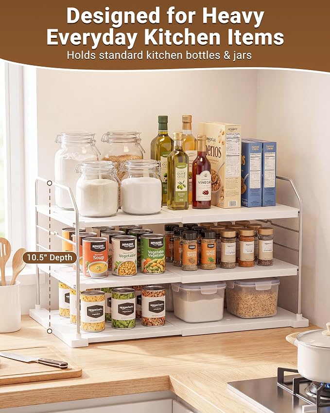 EVERIE Extendable 3-Tier Kitchen Cabinet & Pantry Organizer - Image 5