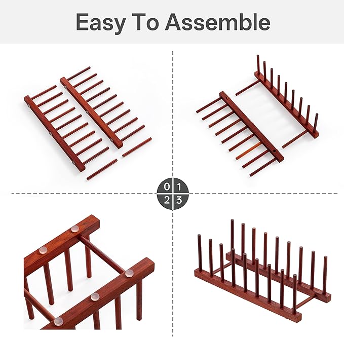HBlife Rosewood Wooden Dish Drying Rack - Image 4