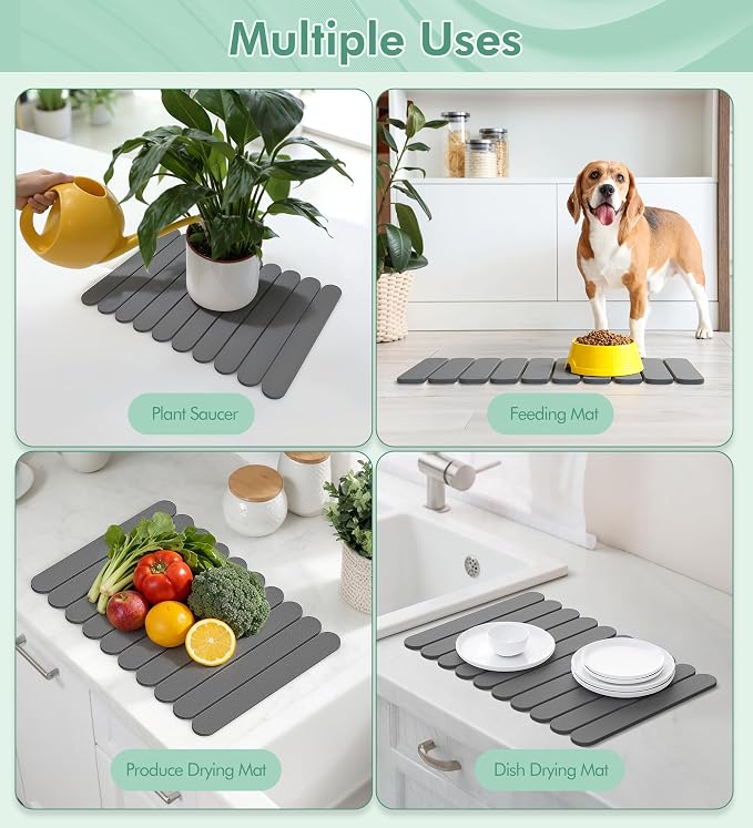 Large Stone Dish Drying Mat for Kitchen Counter, Quick Dry Diatomaceous Earth - Image 7