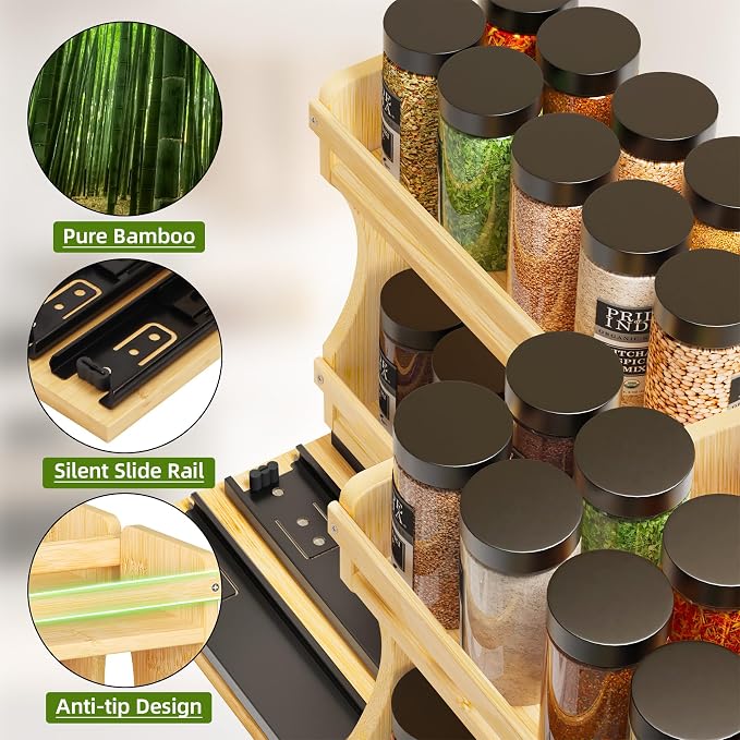 BAMEOS Pull Out Spice Rack Organizer - Image 4