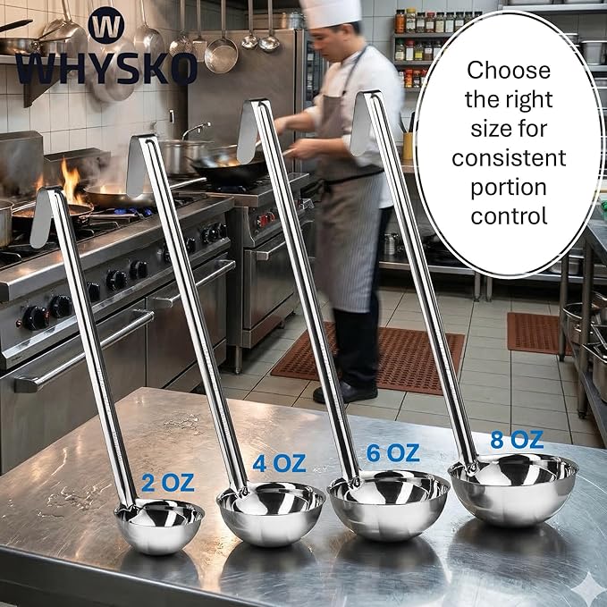 Whysko Soup Ladle Stainless Steel, 6 oz Metal Ladle Spoon, Rustproof Heat - Image 5
