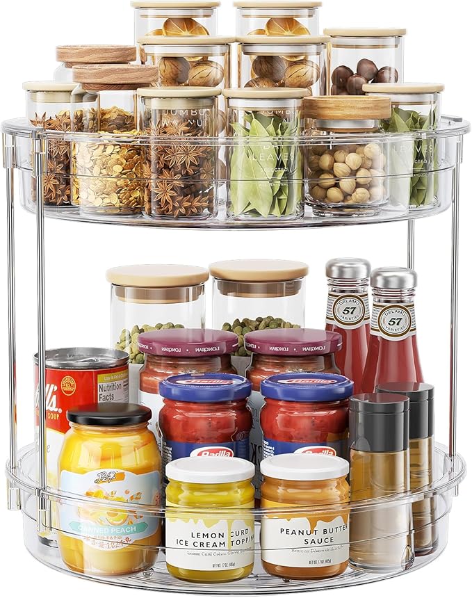LAMU 12inch 2 Tier Lazy Susan Turntable Organizer Rotating Spice Rack by YourHome-OrganizationHelper