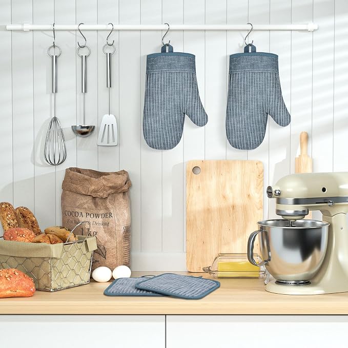 Oven Mitts and Pot Holders, Silicone Oven Gloves, 500 F Heat Resistant Oven - Image 6