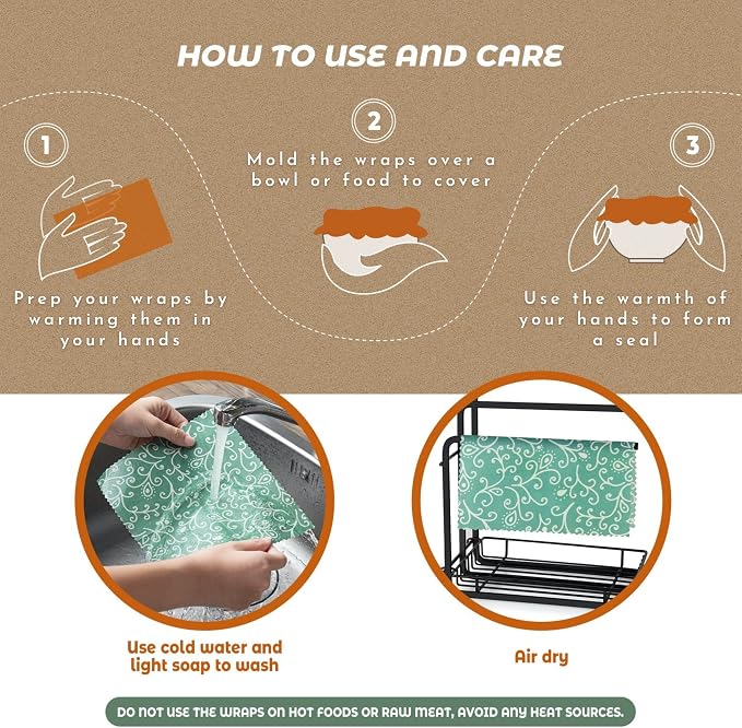 Akeeko Reusable Beeswax Food Wraps - Image 6