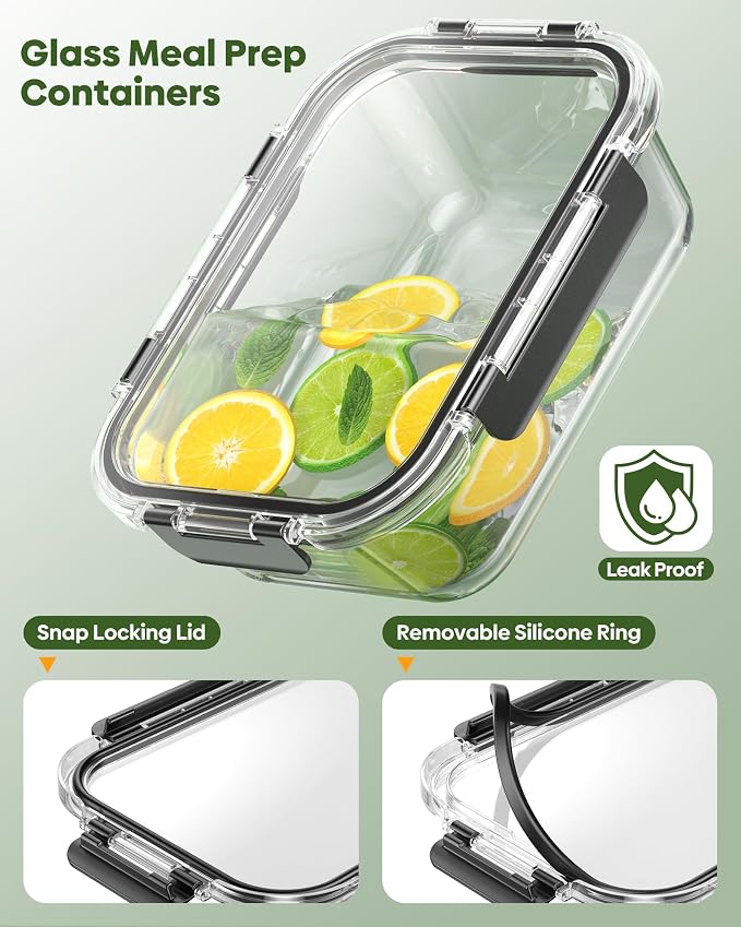 KEMETHY 40 PCS Glass Food Storage Containers - Image 5