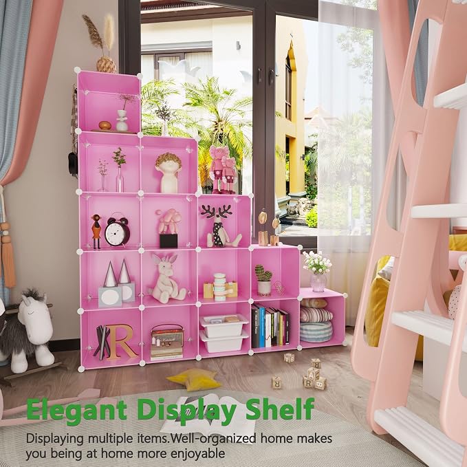 C&AHOME Cube Storage Organizer, 16-Cube Shelves Units, Plastic Storage Cubes - Image 8