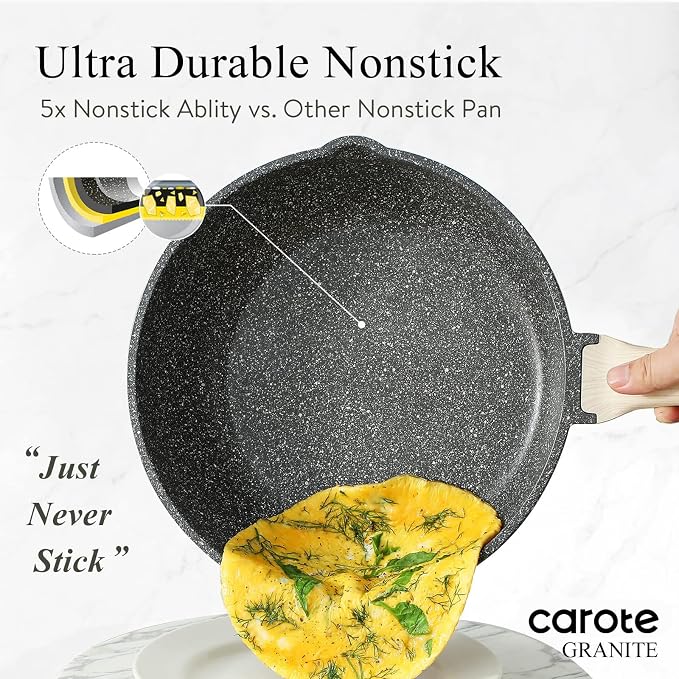 CAROTE 12 Inch Nonstick Deep Frying Pan - Image 3