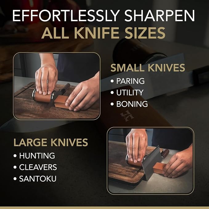 Rolling Knife Sharpener Kit – 3-Stage 400/1000/3000 Grit Discs – 15° & 20° - Image 3