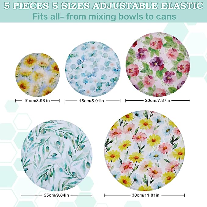 5-Size Reusable Beeswax Bowl Covers - Image 2