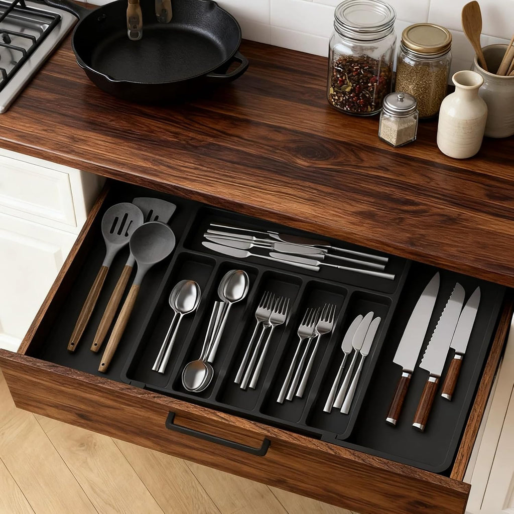 Expandable Silverware Drawer Organizer - BPA Free Flatware and Cutlery
