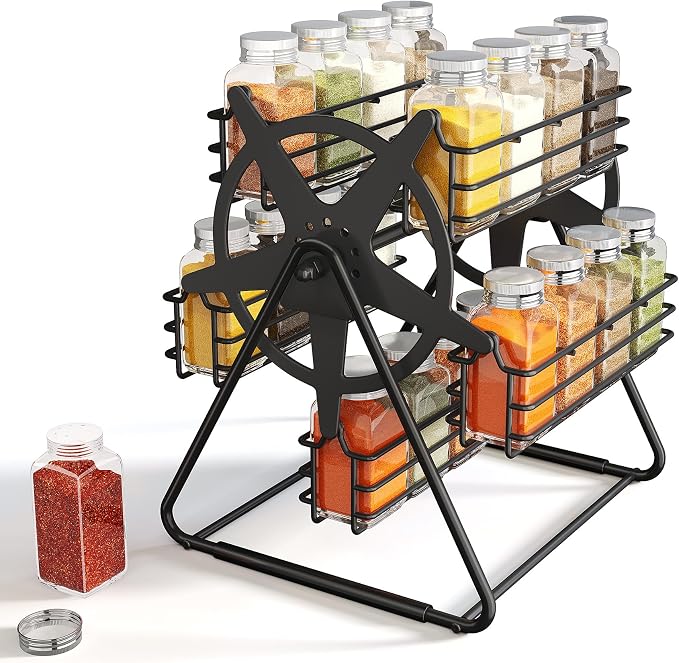 Rotating Spice Rack Organizer for Large Cabinets Kitchen Countertop by SNTD