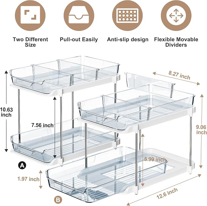 Delamu 2-Tier Multi-Purpose Bathroom Under Sink Organizers and Storage - Image 2
