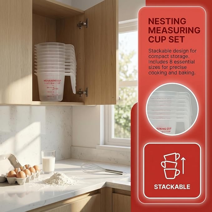 16 Pcs 1 Cup Capacity Plastic Measuring Cup, 8 Oz/250 ml Clear Graduated - Image 5