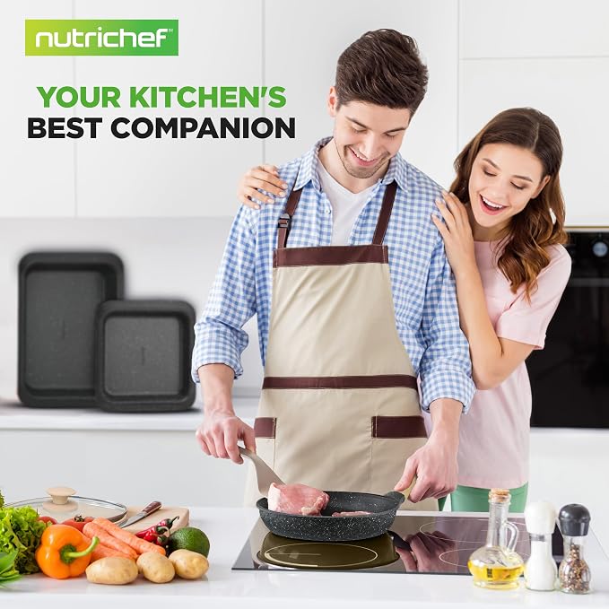 NutriChef 22-Piece Black Marble Non-Stick Cookware and Bakeware Set - Image 7