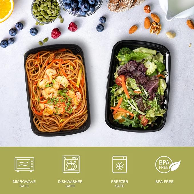 Ezalia 15 Pack Meal Prep Containers Reusable 24oz, Plastic Food Prep Containers - Image 2