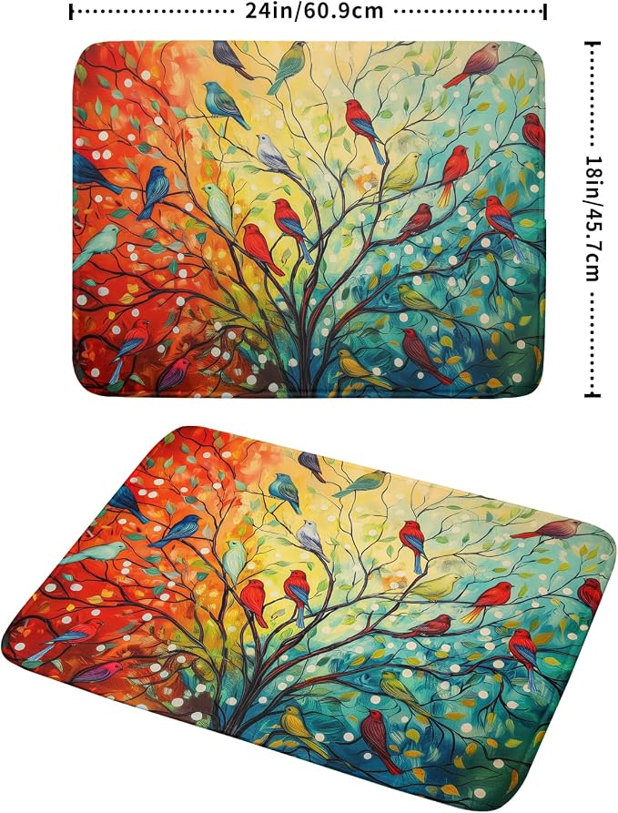 Spring Summer Floral Birds Dish Drying Mat - Image 2