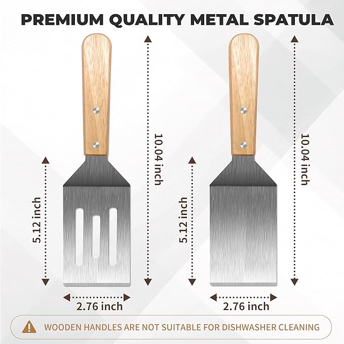 Stainless Steel Spatula Set, 2 Pieces Metal Spatula - Image 3