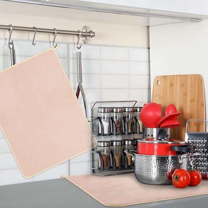 Hushee 2 Pack Extra Large Dish Drying Mat Microfiber Absorbent Dish Drying Pad - Image 4