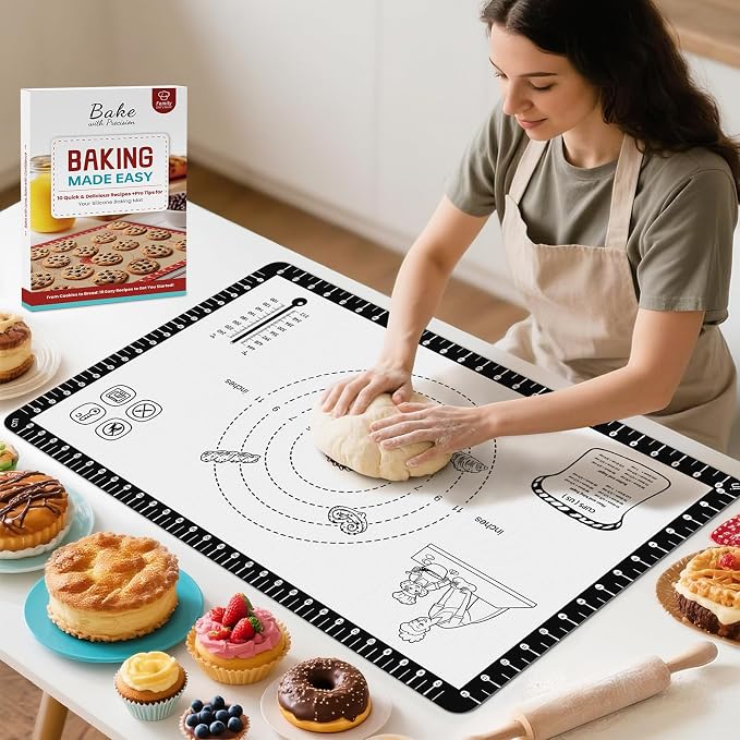 Silicone Baking Mat with 10 Recipes, Extra Thick Silicone Mats by Bredominant