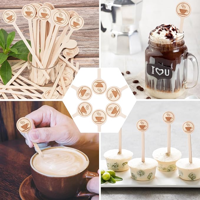 100Pcs Coffee Stirrers-5.9 Inch Natural Wooden Stir Sticks - Image 6