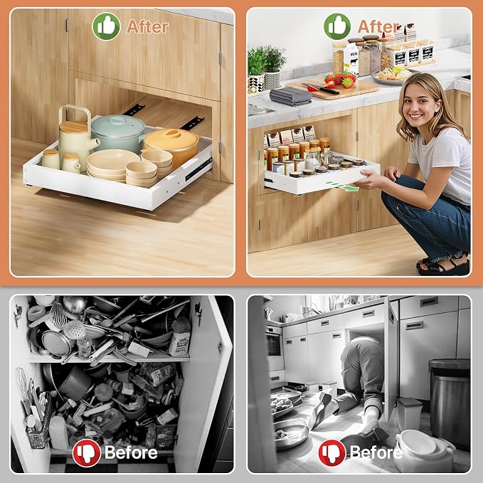 1 Pack Pull out Cabinet Organizer, Width Depth, - Image 7