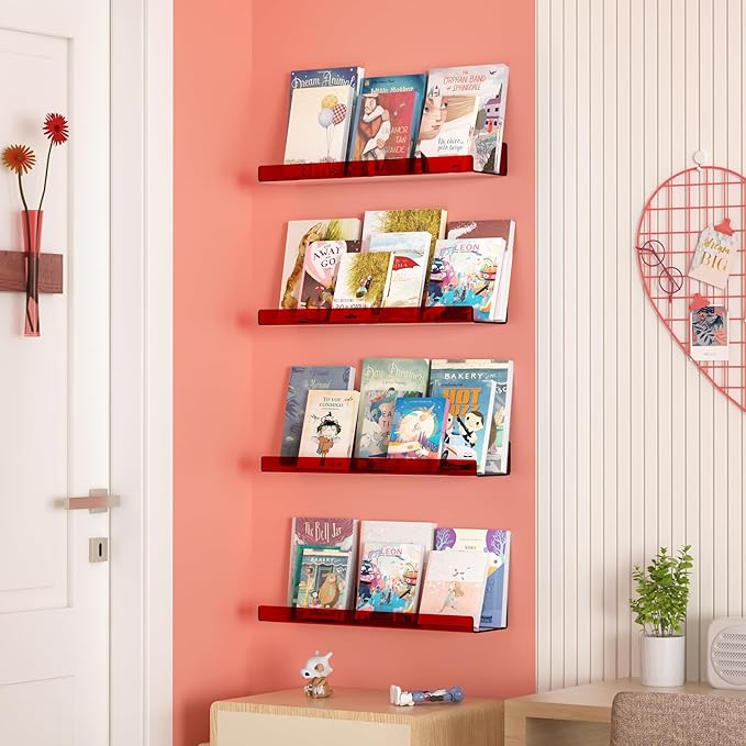 upsimples Acrylic Shelves for Wall Decor, Living Room, Floating Bookshelves for - Image 4