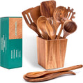 HOWHONG Wooden Spoons for Cooking, Premium Acacia Wood Kitchen Utensil Set by HOWHONG
