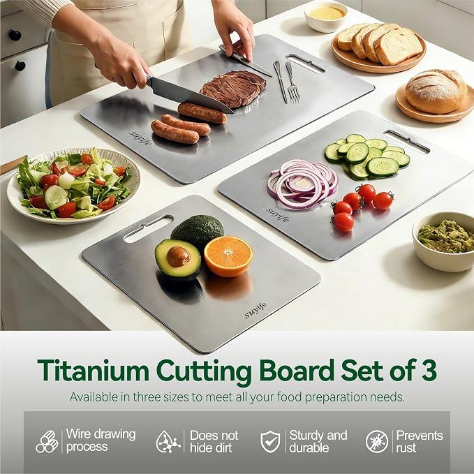 Titanium Cutting Board Set of 3, 100% Pure Titanium Cutting Boards - Image 2