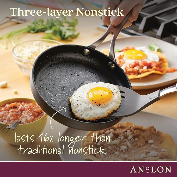 Anolon Hard Anodized Nonstick Mini Skillet/Frying/Egg Pan, Stainless Steel - Image 3