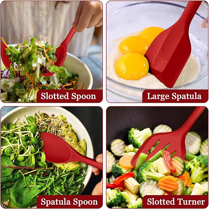 LIANYU 8-Piece Kitchen Utensils Set, Silicone Cooking Utensil Spatula Sets - Image 5