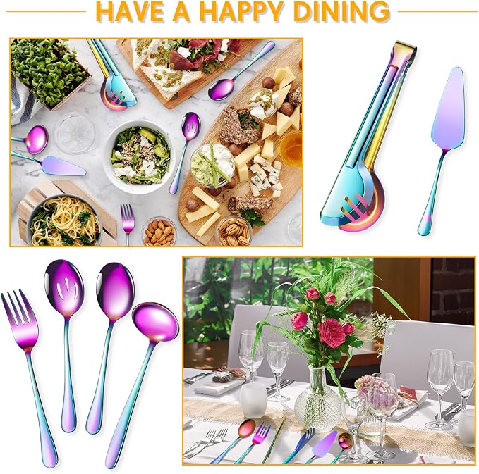 Patelai Serving Utensils Set Include Stainless Steel Large Spoons Slotted - Image 5