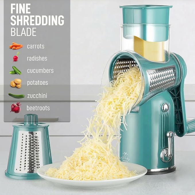 Zulay Kitchen Rotary Cheese Grater 5 Blade Cheese Shredder - Image 6