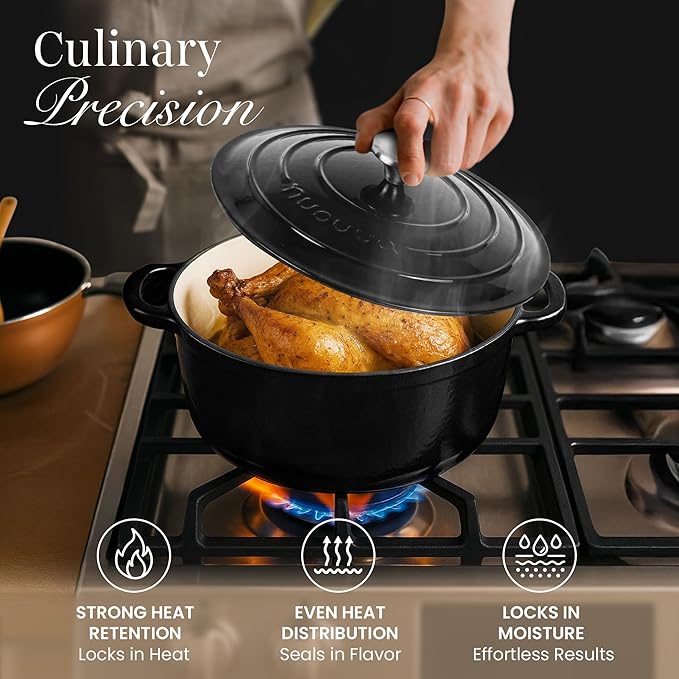 Cast Iron Pot with Lid – Non-Stick Ovenproof Enamelled Casserole Pot, Oven Safe - Image 6