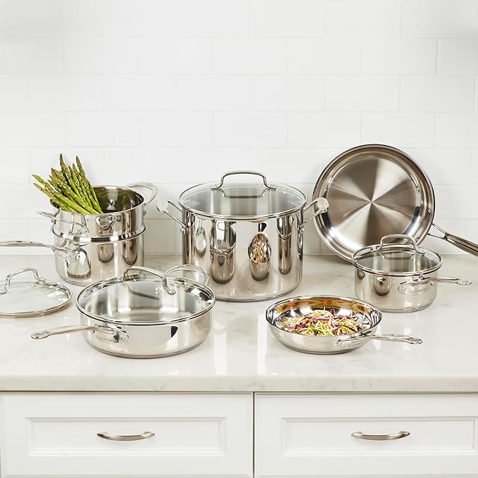 Cuisinart Chef’s Classic 11-Piece Stainless Steel Pots and Pans Set, Cookware - Image 2