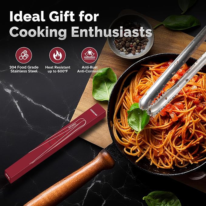 Precision Serrated Non-Slip Tips Cooking Tongs 2 Set, 18/8 Stainless Steel - Image 9