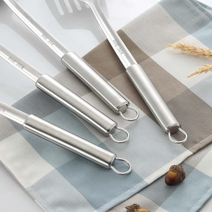 Pleafind 2-Pcs Solid & Slotted Spatula Set, 304 Stainless Steel Spatula - Image 4